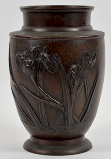Japanese Meiji Bronze Art Nouveau Vase