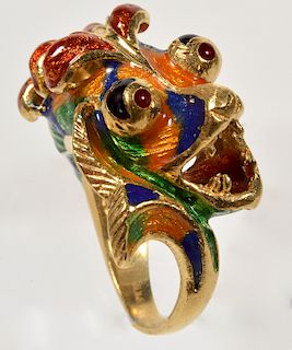 18kt Handmade Enamel Dragon Snake Ring