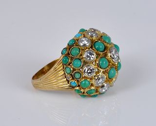 Cartier 18kt Persian Turquoise & Diamond Dome Ring