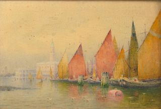 Signed 'Colorful Sails' Watercolor, 1901