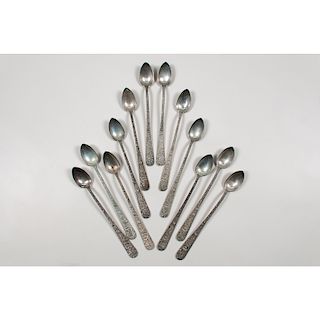 S. Kirk & Son Sterling Iced Tea Spoons, Repousse