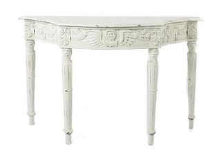 A Neoclassical Style Painted Console Table, Height 29 1/8 x width 46 3/4 x depth 17 inches.