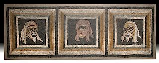 Roman Stone Mosaic of Three Actors Masks