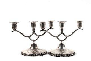 Pair of Gonzalo Moreno Silver Candlesticks Height 8 1/2 x 10 inches