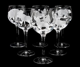 Collection Etched Crystal Stemware by Perry Coyle Height 8 inches