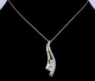 14K Two Tone Gold Journey Style Diamond Necklace