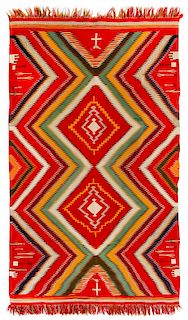 Navajo Germantown Pictorial Weaving 56 1/2 x 91 inches