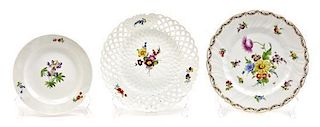 Nineteen German Floral Painted Porcelain Plates, Diameter of largest 9 1/2 inches.