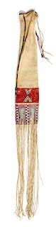 Lakota Quilled and Beaded Pipe Bag Length 47 x width 5 1/2 inches