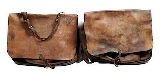 Two Leather U.S. Mail Bags Height 17 x width 21 inches