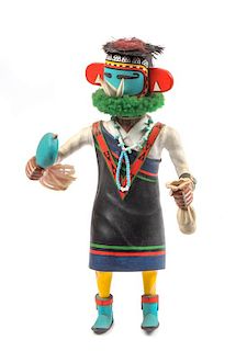 Contemporary Southwestern Painted Wood Kachina Height 9 1/2 inches