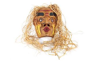 J. James (20th Century), Northwest Coast Carved Wood Mask Height 9 x width 9 inches