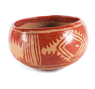 Prehistoric Colima White on Red Bowl Diameter 7 1/2 inches