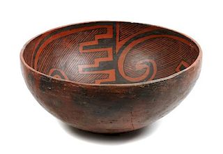 Wingate Black on Red Bowl, Cibola Branch Anasazi Height 5 x diameter 11 inches