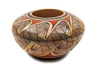 Elva Nampeyo (Hopi, 1925-1985) Polychrome Vase Height 3 x diameter 5 3/4 inches