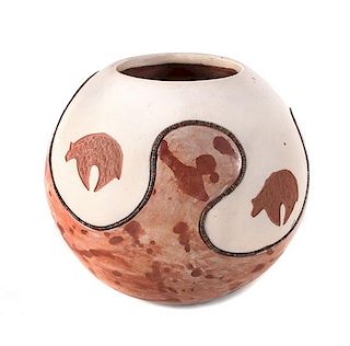 Russell Sanchez (San Ildefonso, b. 1963) Polychrome Vase Height 5 x diameter 5 inches