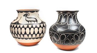 Vidal Aquilar (Santo Domingo, b. 1972) Two Polychrome Vases Height of each 13 inches