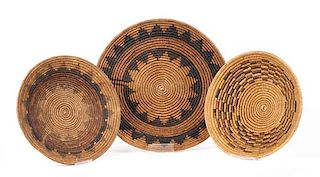 Three Dine (Navajo) Baskets Diameter of largest 16 inches