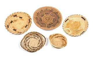 Five Southwestern Baskets Diameter of largest 12 1/4 inches