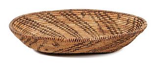 Apache Oval Basketry Bowl Height 3 1/4 x length 14 3/4 x width 11 1/2 inches
