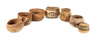 Group of Southwestern and California Baskets Height of largest 5 1/4 x 6 inches