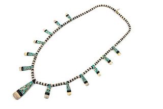 Santo Domingo Inlay Tab Necklace Length 30 inches
