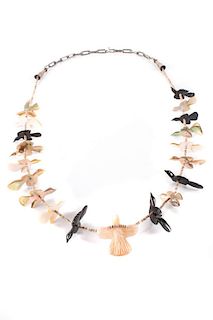 Zuni Fetish and Heishi Bead Necklace Length 29 inches