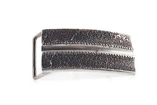 Charles Loloma (Hopi, 1921-1991) Tufa Cast Silver Belt Buckle Height 1 3/8 x width 2 3/4 inches