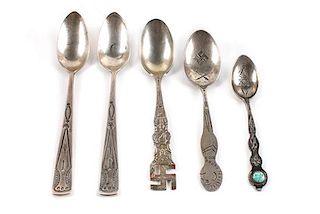 Four Navajo Silver Spoons Length of longest 6 1/4 inches