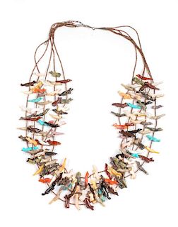 Southwestern Five Strand Fetish Necklace Length 24 inches