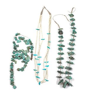 Turquoise Nugget and Heishi Shell Necklace Length of first 23 inches