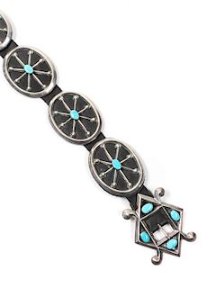Navajo Silver and Turquoise Concho Belt Length 34 inches