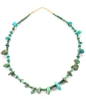 Southwestern Turquoise Tab Necklace Length 31 inches