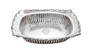 An American Silver Bowl, Frank M. Whiting, North Attelboro, MA, of rectangular form, with foliate decorated edge and monogram in