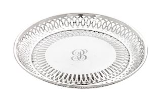 An American Silver Pierced Dish, Wilcox-Roth Co., Newark, NJ, monogrammed.