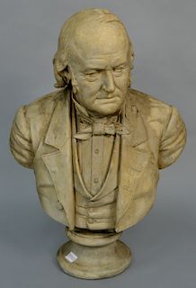 John Adams Jackson (1825-1879),  plaster bust,  Gentleman in a Suit, presented b