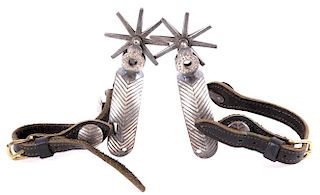 Early Double-Mounted Silver Vaquero Spurs