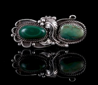 Navajo Old Pawn Malachite Turquoise Sterling Ring