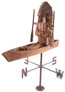 Folk Art Indian Chief Whirly-Gig Weather Vane RARE