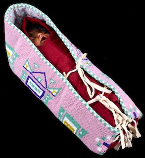 Cheyenne FULLY Beaded Cradle Papoose Montana
