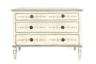 A French Louis XV Provincial Chest of Drawers, Height 36 1/2 x width 50 1/2 x depth 22 inches.