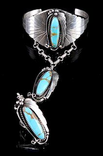 R. Yazzie Navajo Blue Gem Turquoise Slave Bracelet
