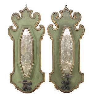 A Pair of Continental Baroque Style Girandoles, Length 25 inches.