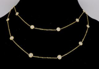 14K Yellow Gold Diamonds By The Yard Style Necklace