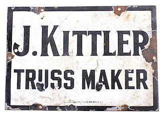J. Kittler Iron and Porcelain Enamel Sign