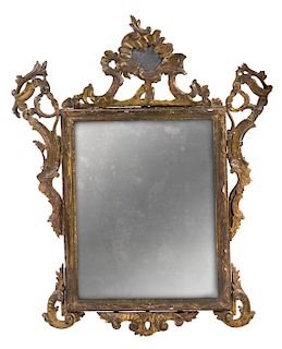 A Venetian Giltwood Mirror Height 47 1/2 inches.