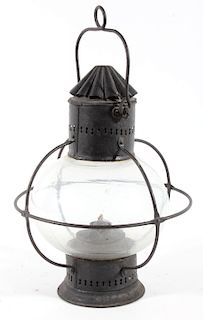 19th Century Onion Globe Lantern with Iron Cage