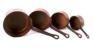 Antique American Graduated Copper Cooking Pots
