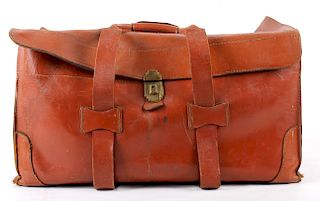 Art Deco Leather Duffel Bag c. 1920's -1930's