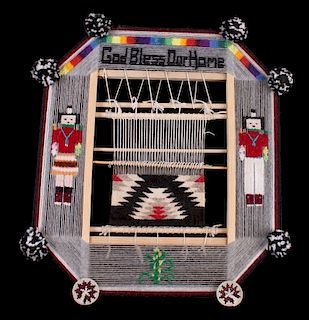 Navajo Indian Decorative Threaded Wooden Loom